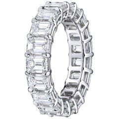 Vintage GIA Certified 6.22 Carat Emerald Cut Diamond Wedding Eternity Band 