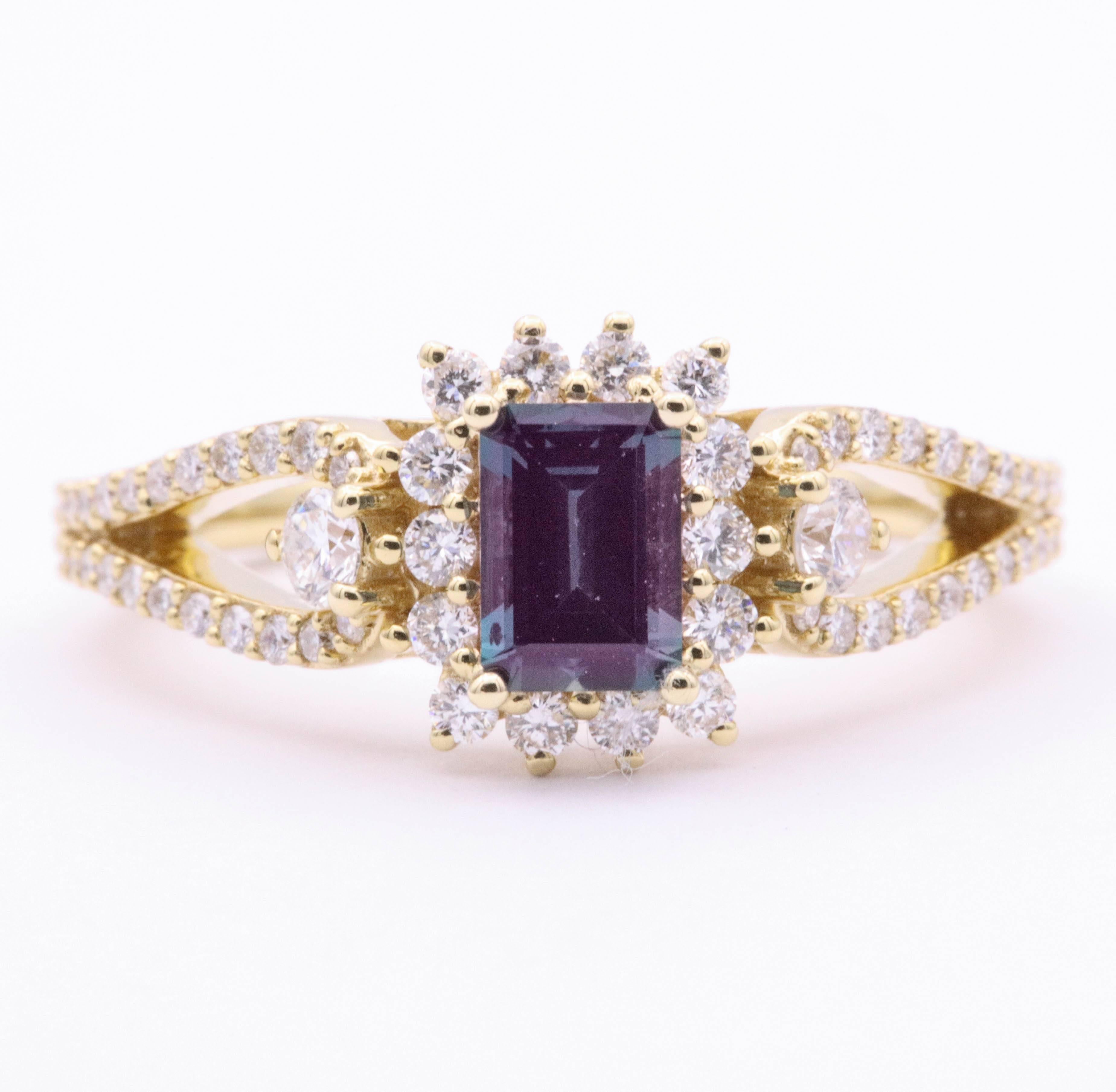 Contemporary Emerald Cut Alexandrite with Certificate