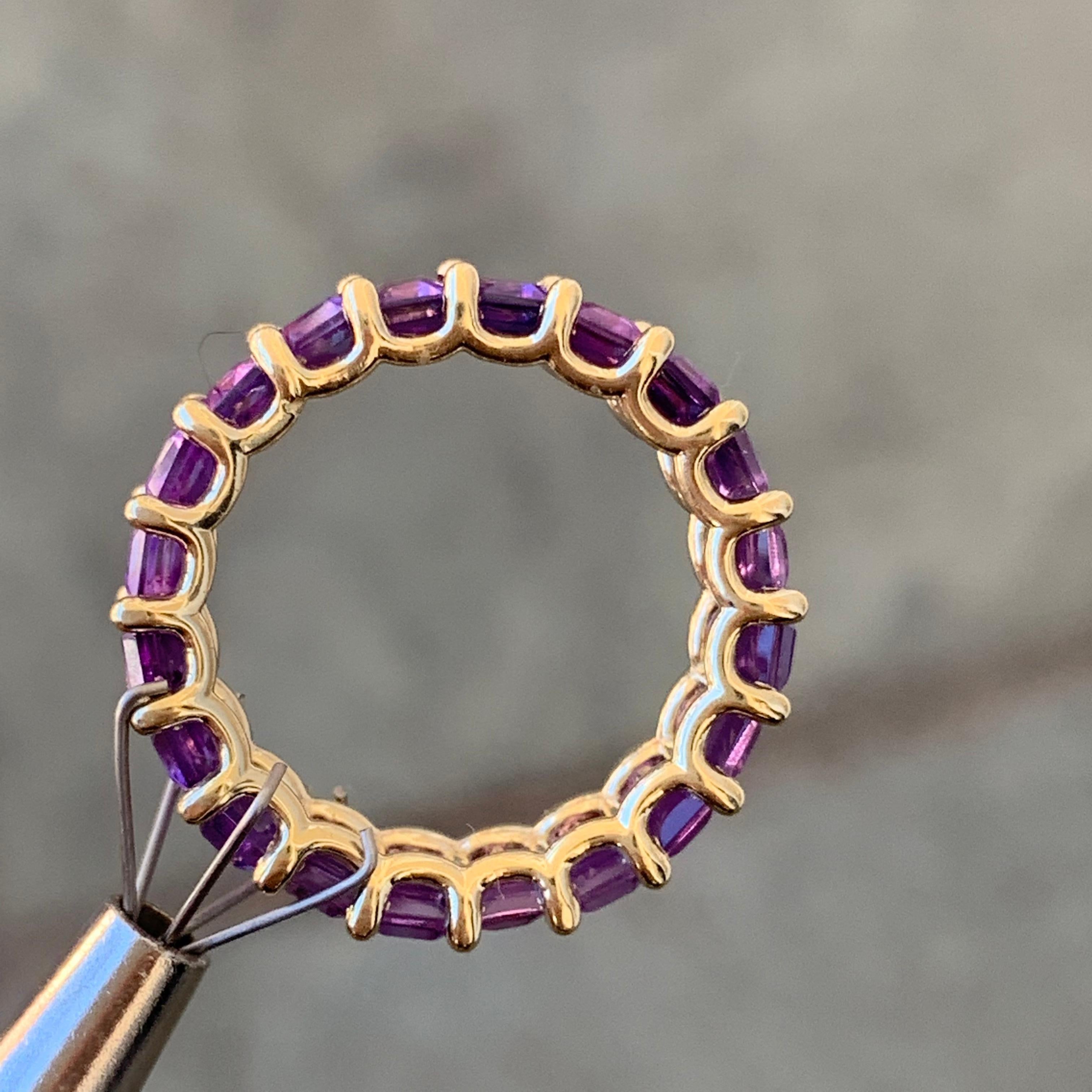 Baguette Cut Emerald Cut Amethyst February Birthstone Eternity Band, Gold, Ben Dannie For Sale