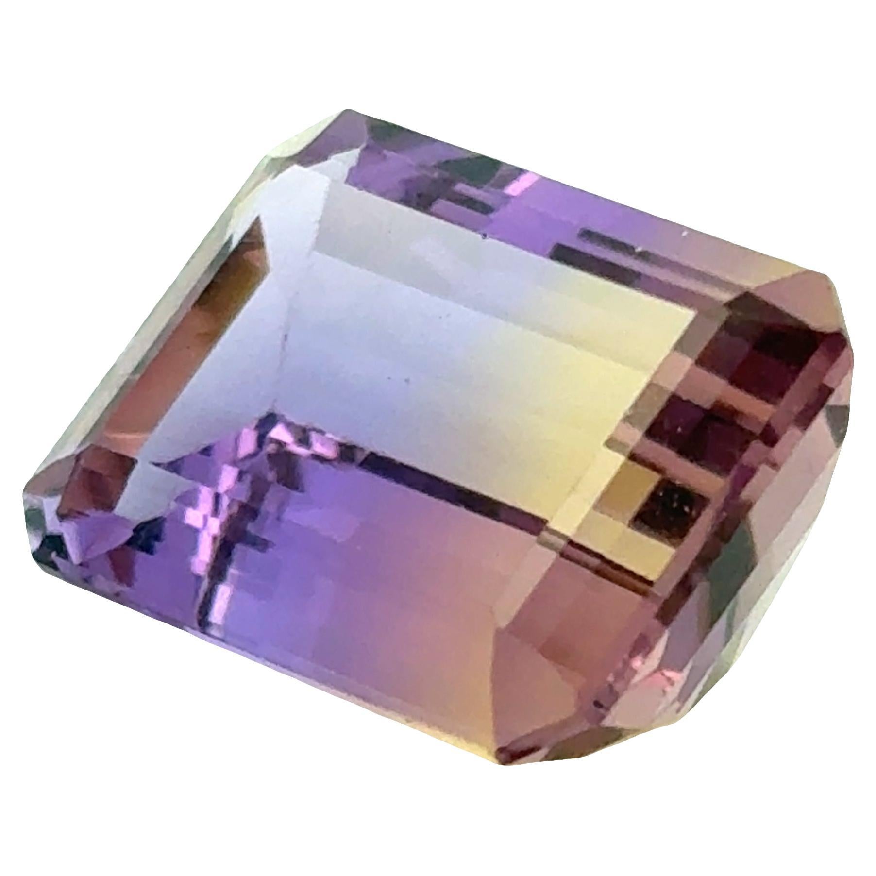 Smaragdschliff Ametrin 12,00 ct - Natürlicher zweifarbiger lila bis goldener Edelstein