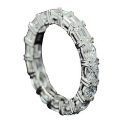 Emerald Cut and Oval Cut Diamond 2 in 1 Eternity Ring in 18 Karat Gold
