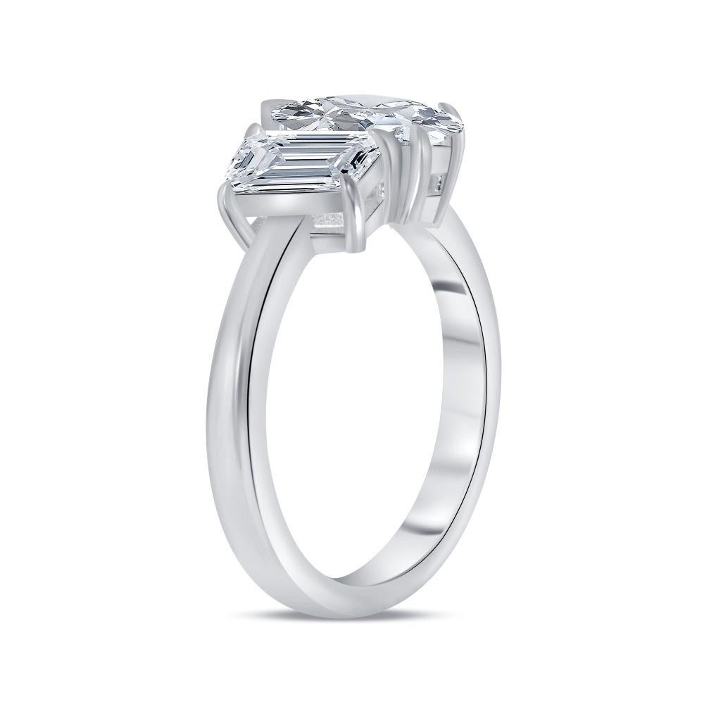 For Sale:  Emerald Cut and Pear Shape Two Stone Engagement Ring 1.00 Carat 2