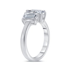 Emerald Cut and Pear Shape Two Stone Engagement Ring 1.00 Carat