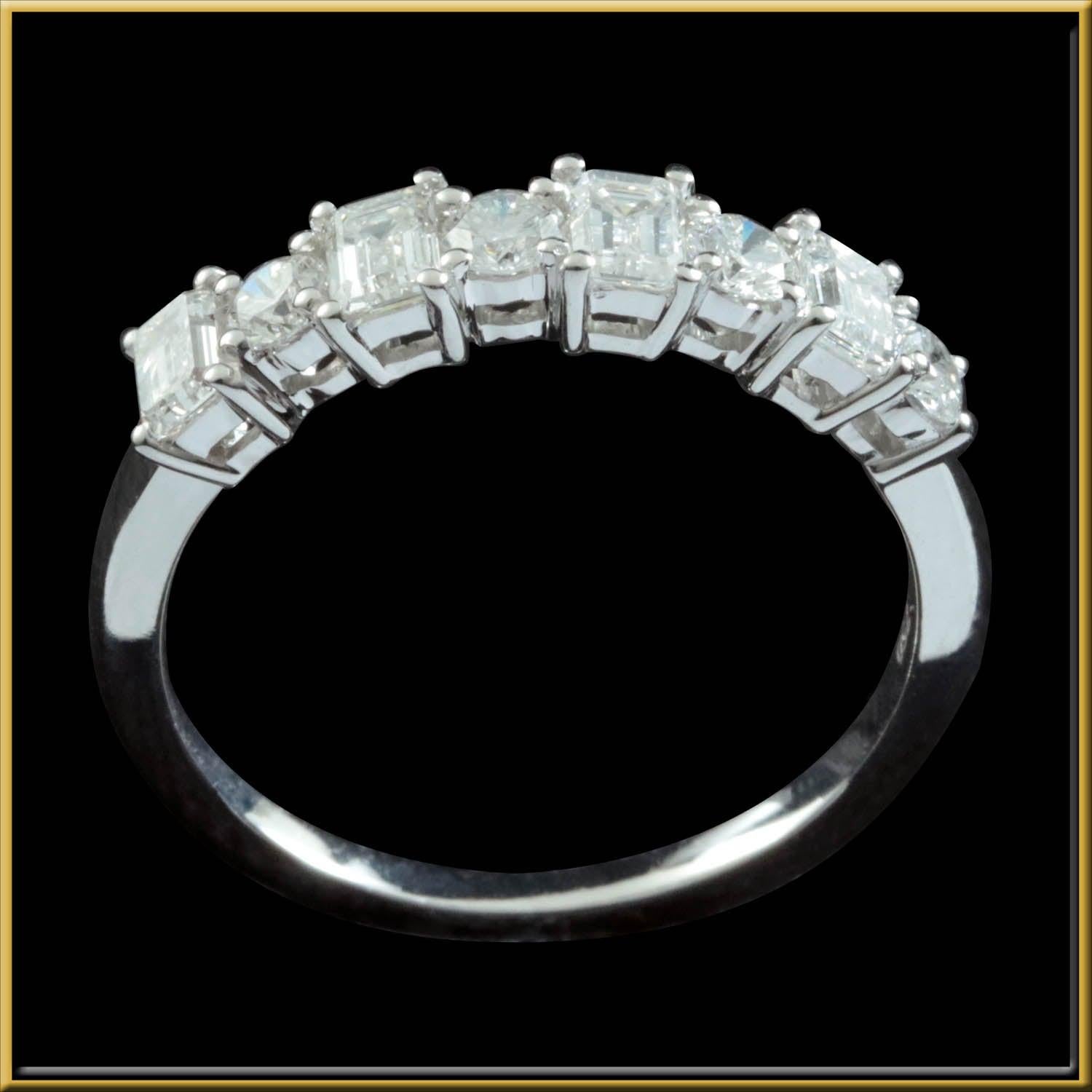 For Sale:  Emerald Cut and Round Diamond Fashion Ring in 18 Karat Gold 2