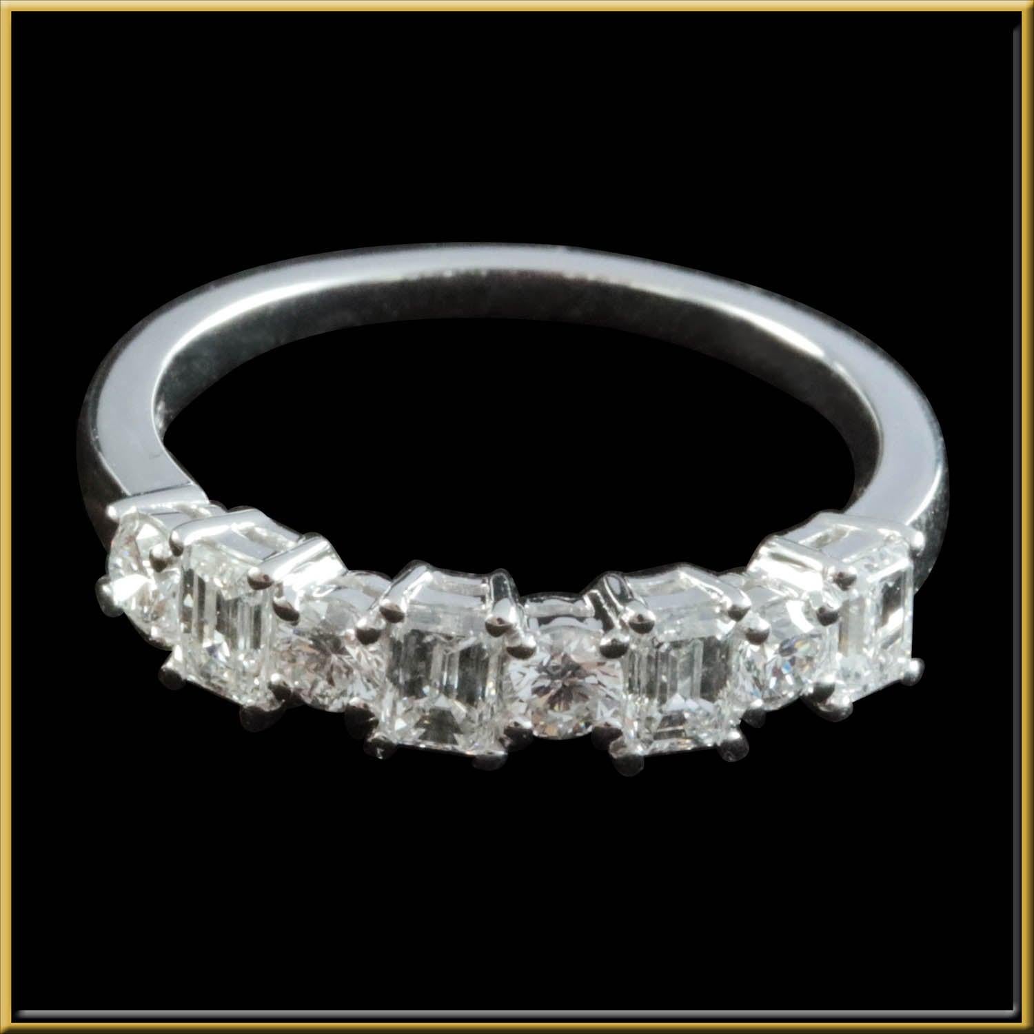 For Sale:  Emerald Cut and Round Diamond Fashion Ring in 18 Karat Gold 3