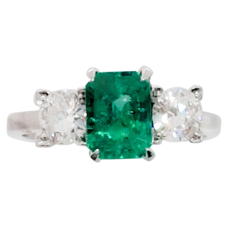 Bague Trois Pierres Or Jaune 18k - Turquoise Naturelle Et Diamants - Fiançailles - Taille US 7
