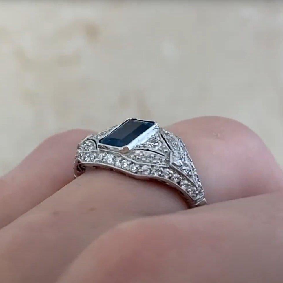 Emerald Cut Aquamarine Engagement Ring (Approx 0.80-Carats), Platinum In Excellent Condition For Sale In New York, NY