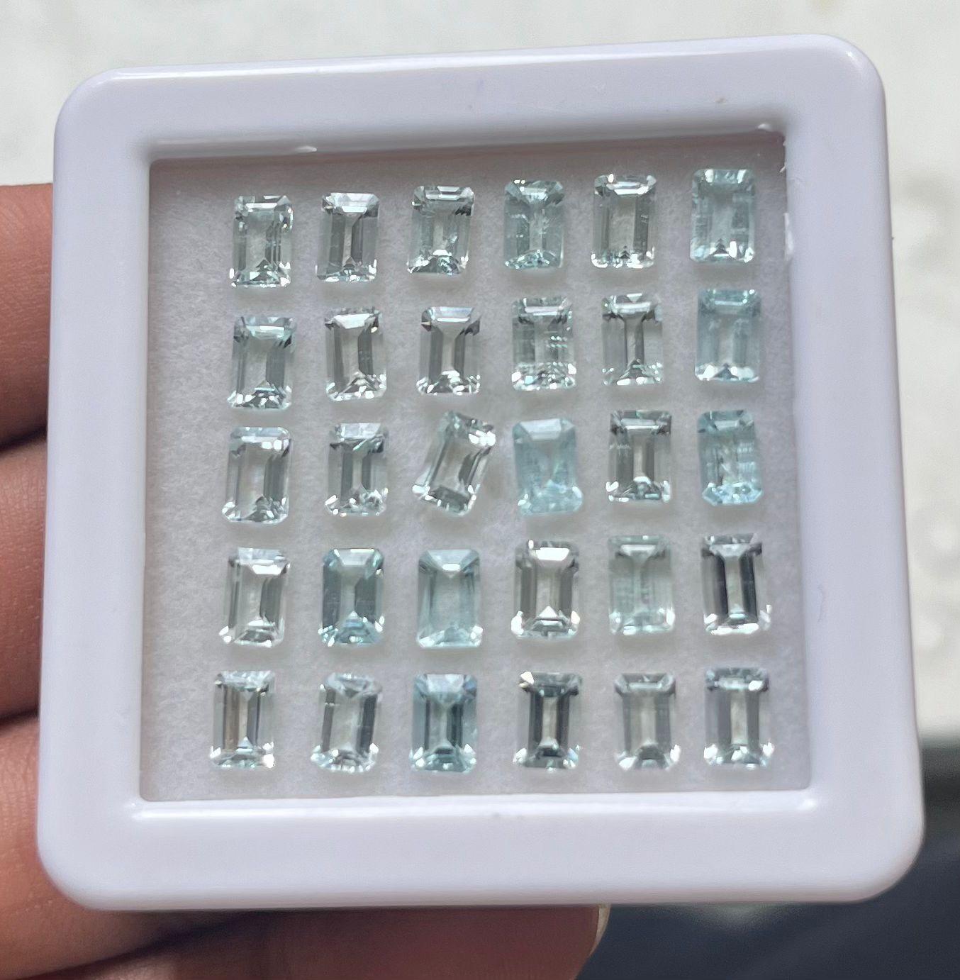 Women's or Men's Emerald Cut Aquamarine for jewelry Making 6x4mm Octagon Shape Wholesale lot For Sale