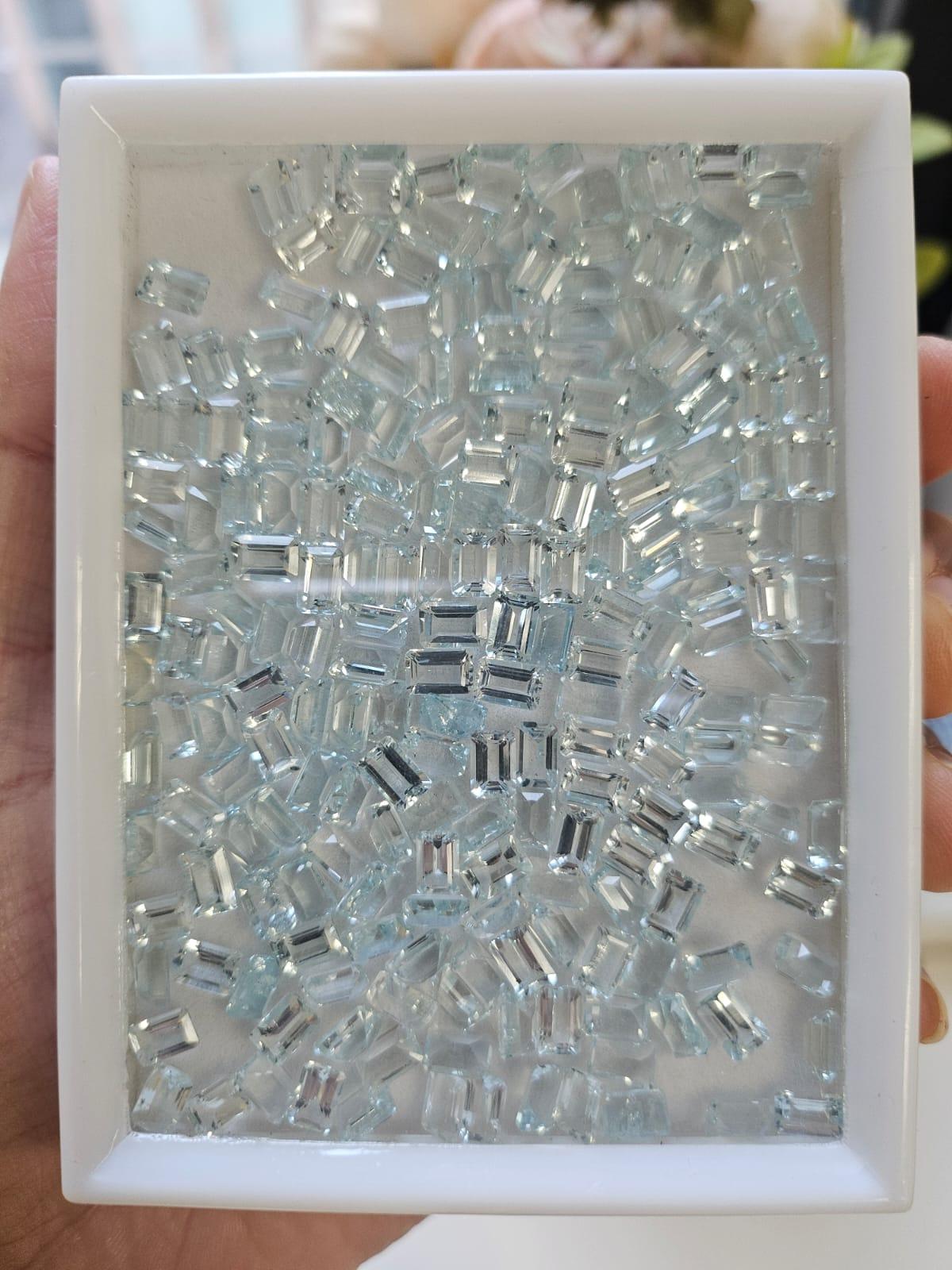 Emerald Cut Aquamarine for jewelry Making 6x4mm Octagon Shape Wholesale lot For Sale 1