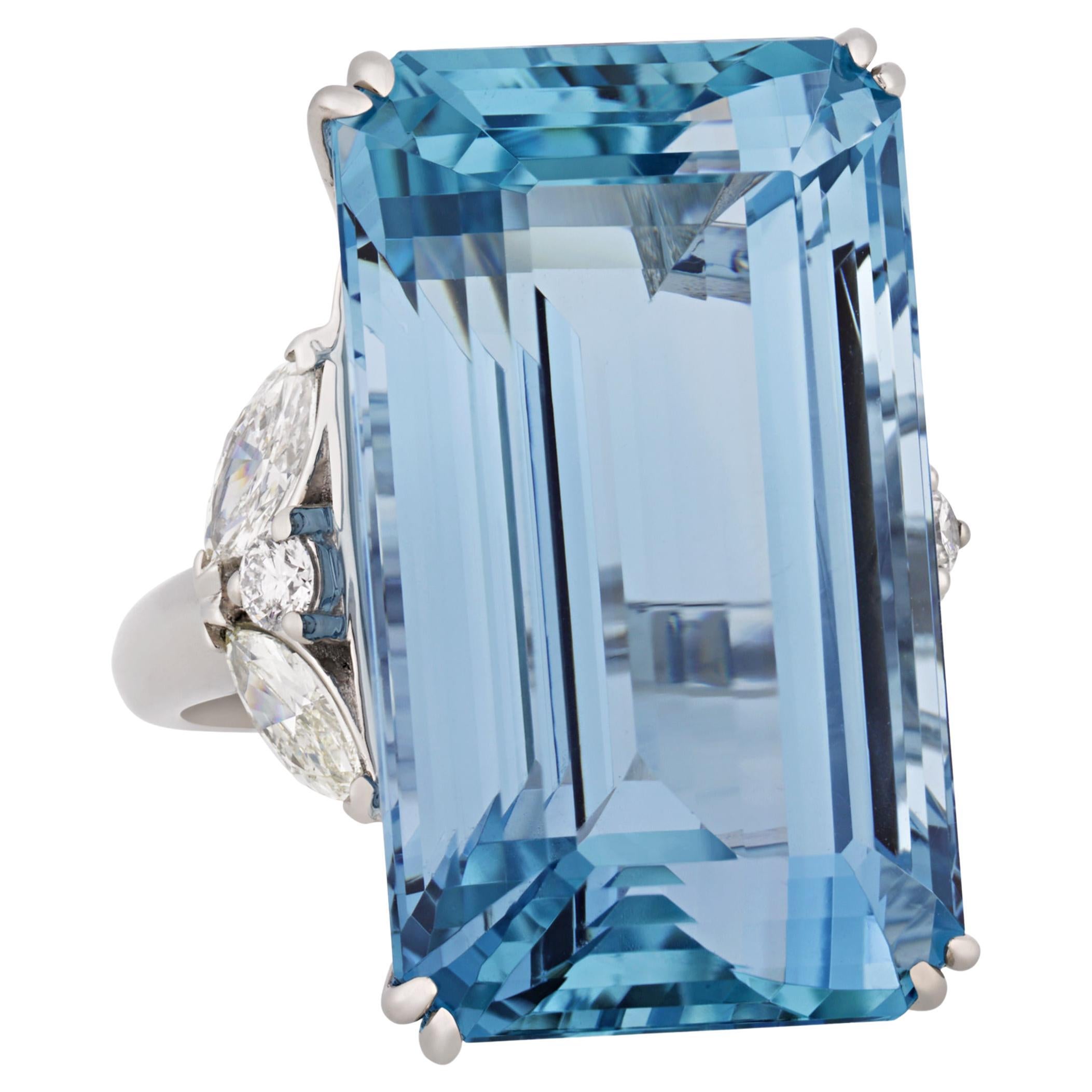 Emerald-Cut Aquamarine Ring, 43.37 Carats