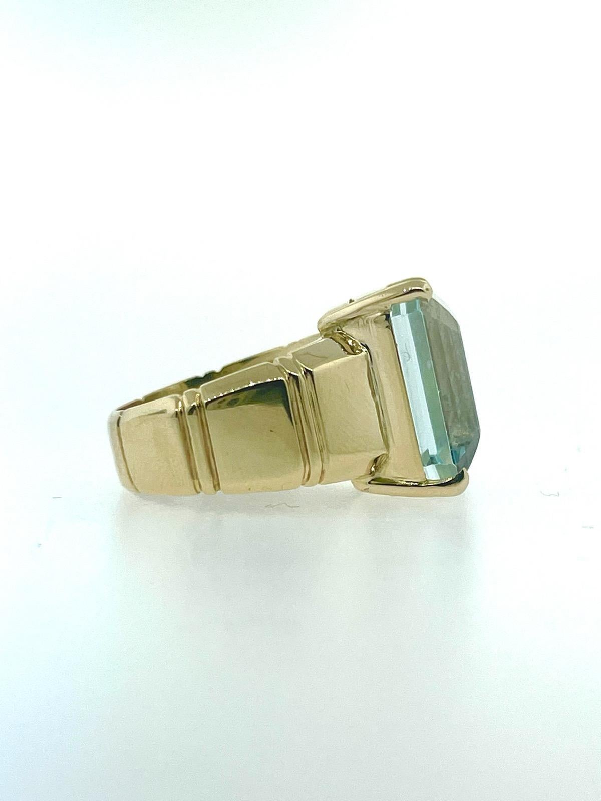 Emerald Cut Aquamarine Ring In New Condition For Sale In Los Angeles, CA