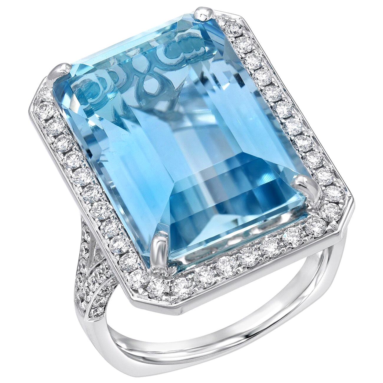 Aquamarine Ring 15 Carat Emerald Cut 