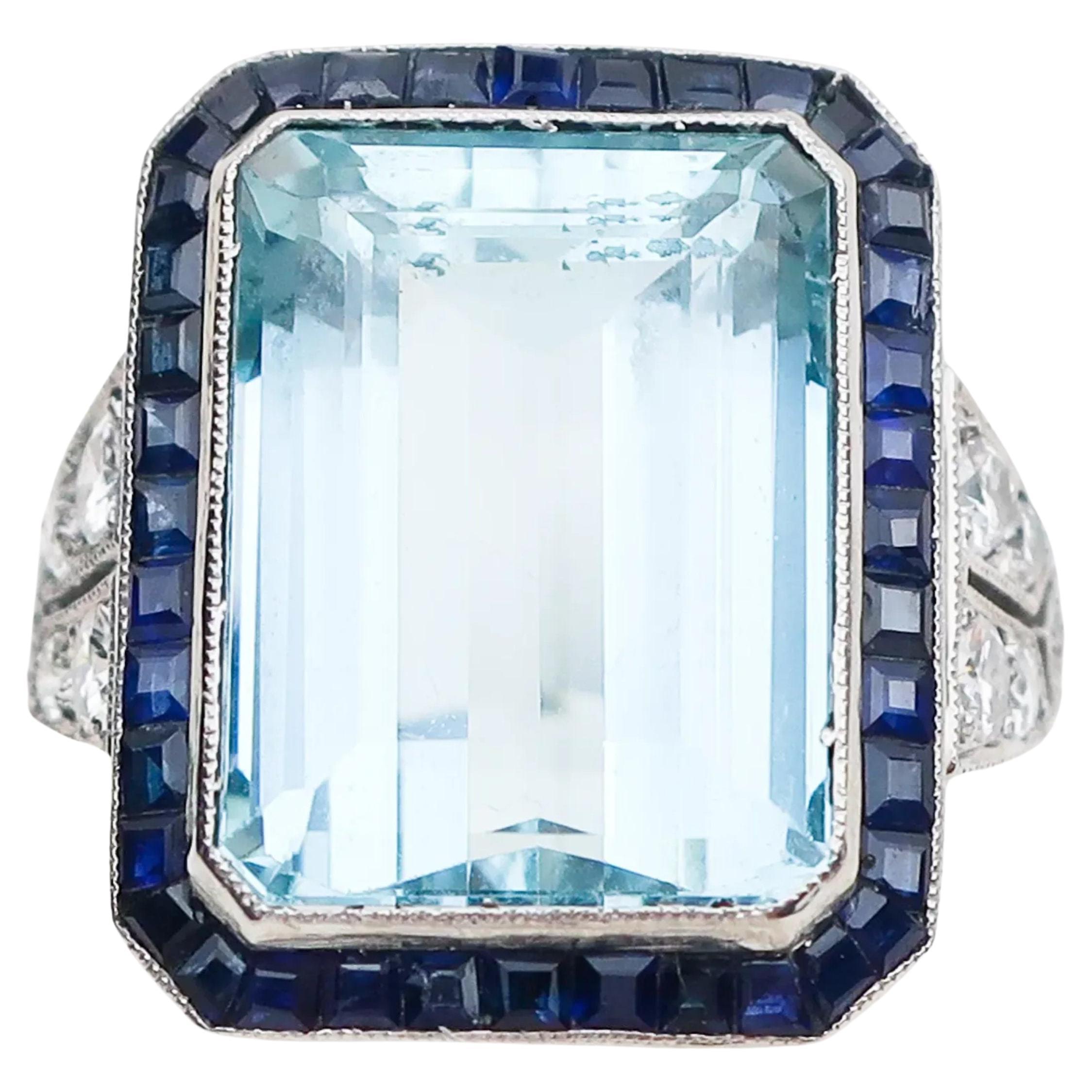 Anello di fidanzamento con acquamarina naturale da 5 carati in oro 18 carati, anello da cocktail