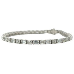 Emerald Cut & Asscher Cut Diamond Tennis Bracelet in 18KW (10.84ct VVS) by Arnav