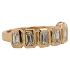 Emerald Cut Bezel Partway Band, 1.33 Total carat