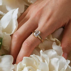 Emerald-Cut Bezel Set Diamond Ring in 14K Yellow Gold