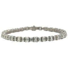 Emerald Cut Big & Small Diamond Tennis Bracelet in 18KW (9.58cts VVS) by Arnav