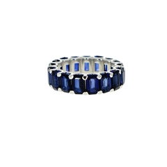 Emerald Cut Blue Sapphire White Gold Eternity Band