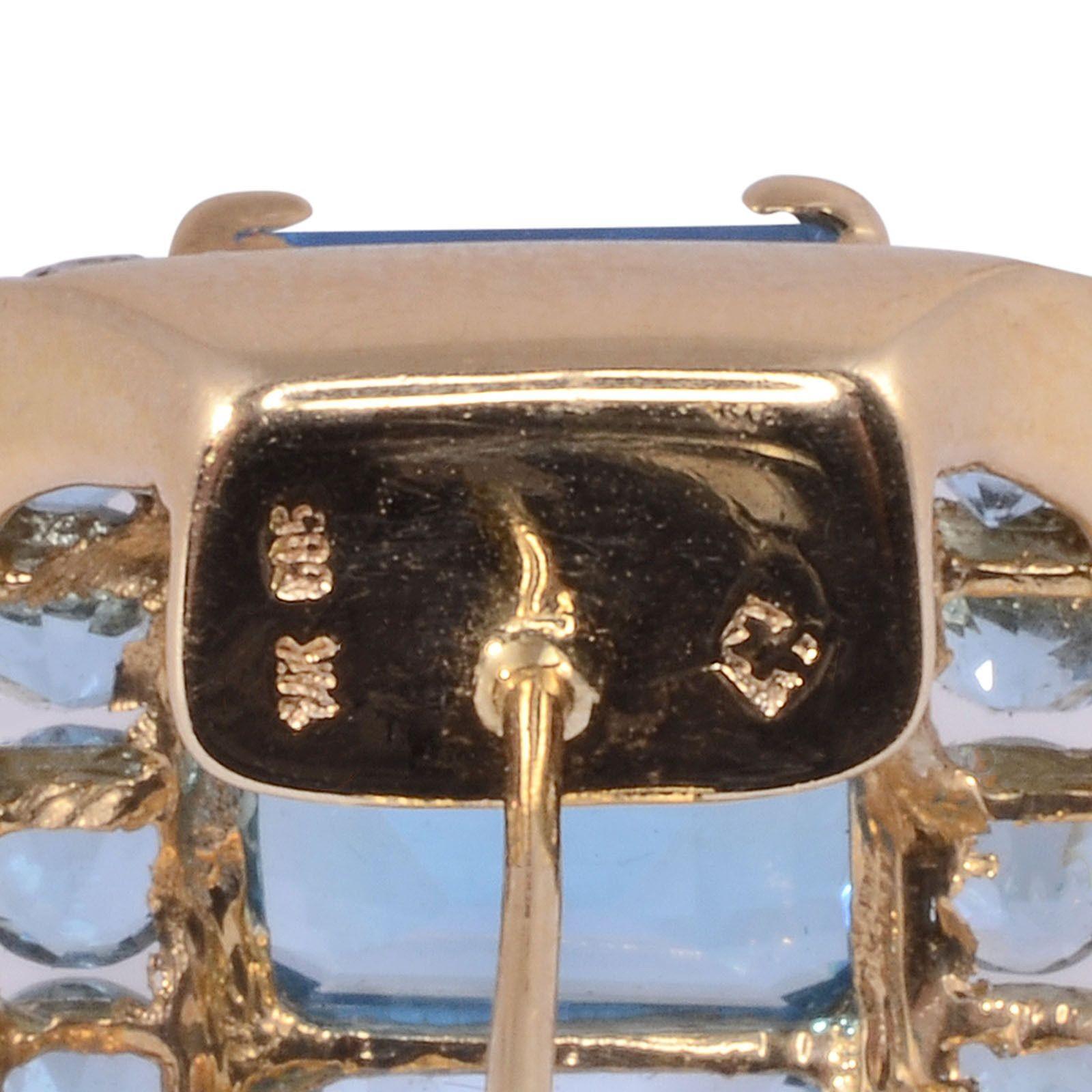 Emerald Cut Blue Topaz Earrings In Good Condition For Sale In Solvang, CA