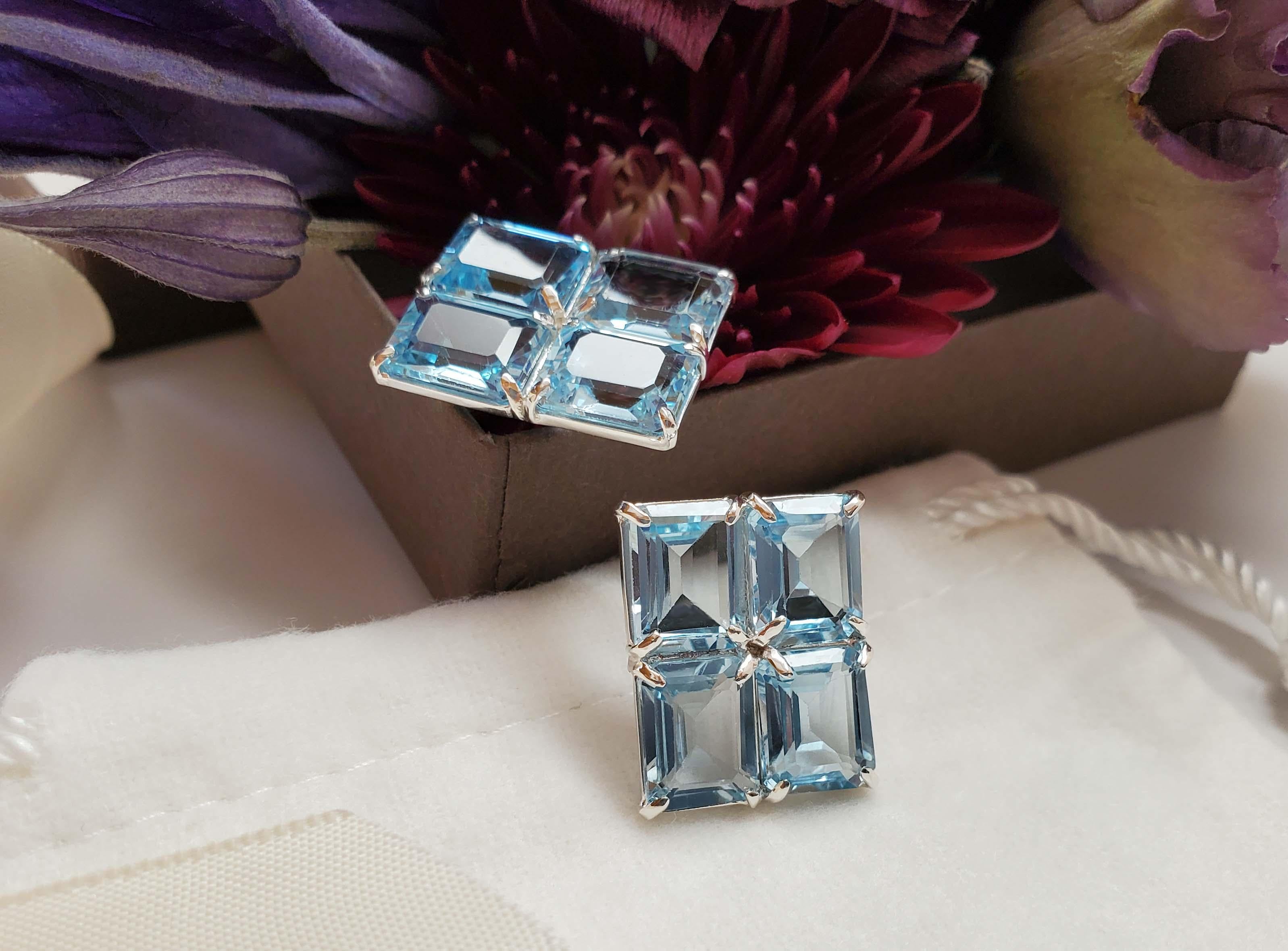 Intention: Shine Like the Sea

Design: Perfect for when you're reminiscing about that summer trip to Greece, or if you're currently there, these blue topaz grid studs set in sterling silver will make you feel as bright as the shimmering sea. 

Style