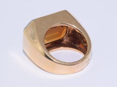 Emerald Cut Citrine and Diamond Cocktail Ring
