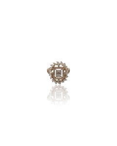 Emerald Cut Cluster Setting Diamond Engagement Ring in 18k Rose Gold