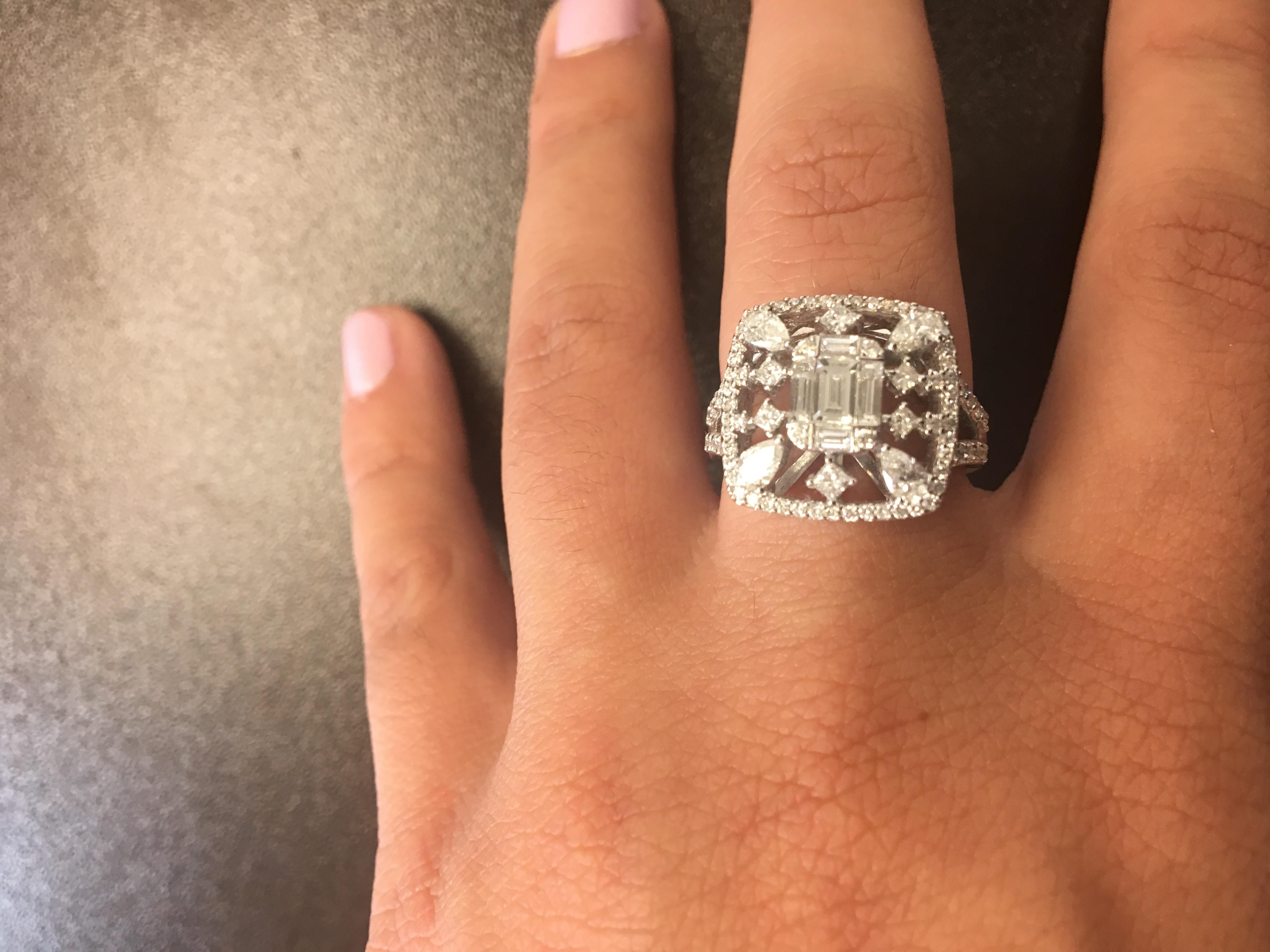 Women's Emerald Cut Cocktail Ring 18 Karat For Sale