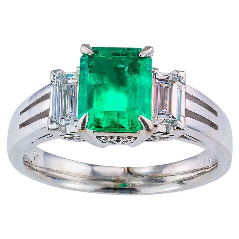 Emerald Cut Yellow Sapphire Trapezoid Diamond Ring at 1stDibs
