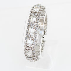 Emerald Cut Crystal Cocktail Bracelet By Kramer, 1950s