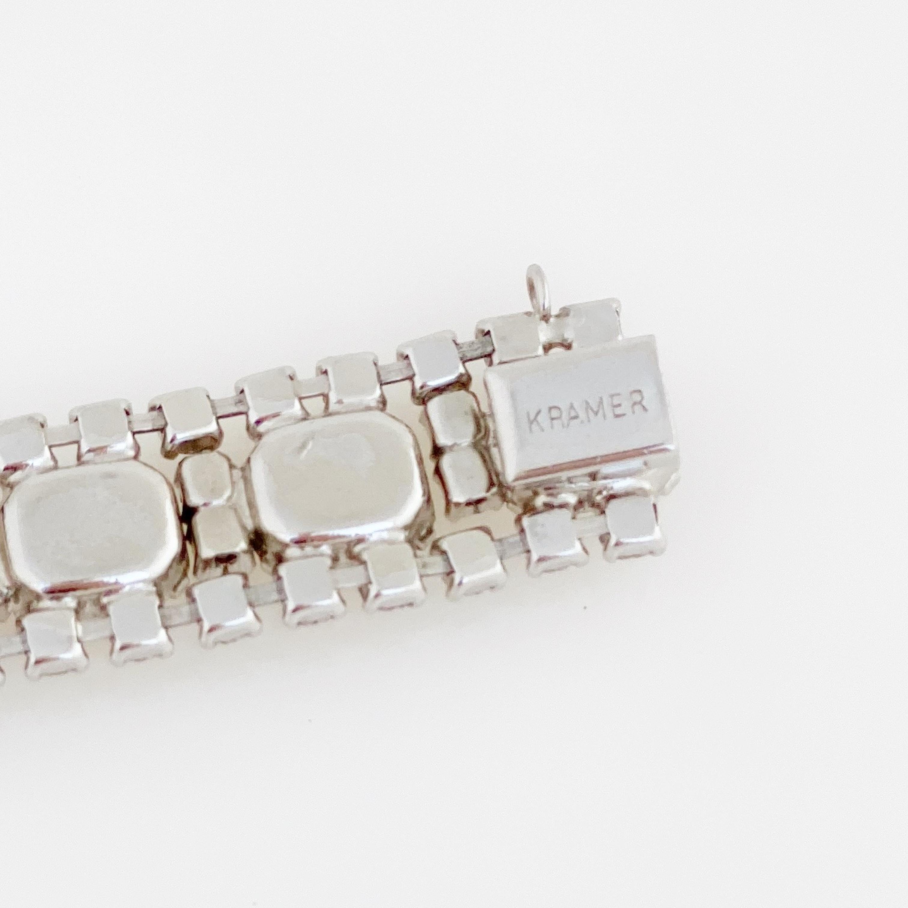 Emerald Cut Crystal Cocktail Bracelet By Kramer, 1950s In Good Condition For Sale In McKinney, TX