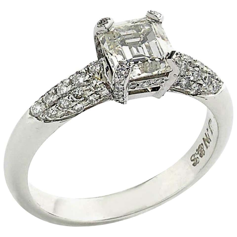 Alexandra Mor Emerald Cut Diamond Three-Ring Set featuring 1.23 Ct ...