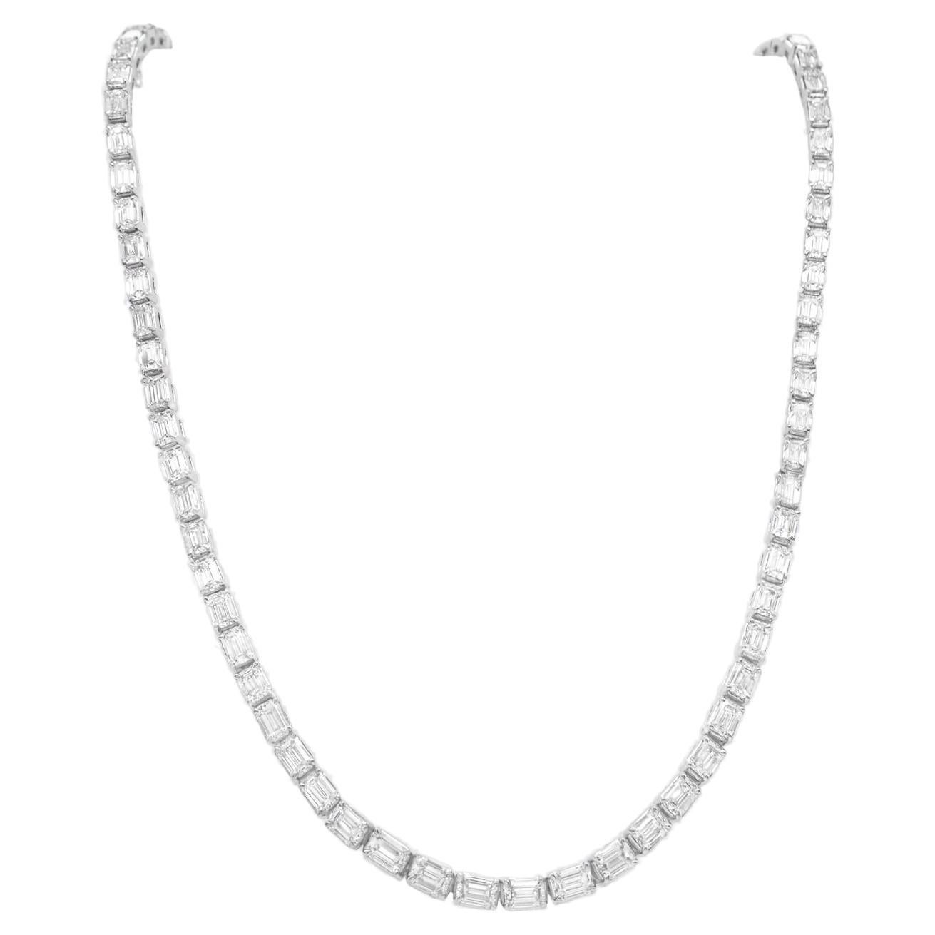 Emerald Cut Diamond 13.50 Carats Total Front Eternity Necklace