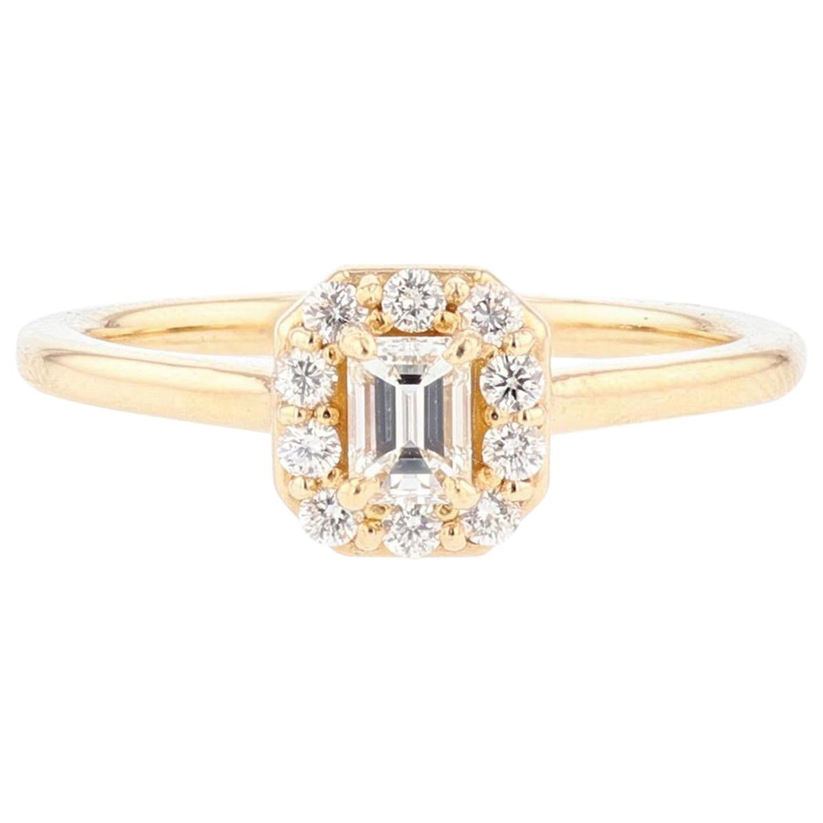 Emerald Cut Diamond 14 Karat Yellow Gold Engagement Ring