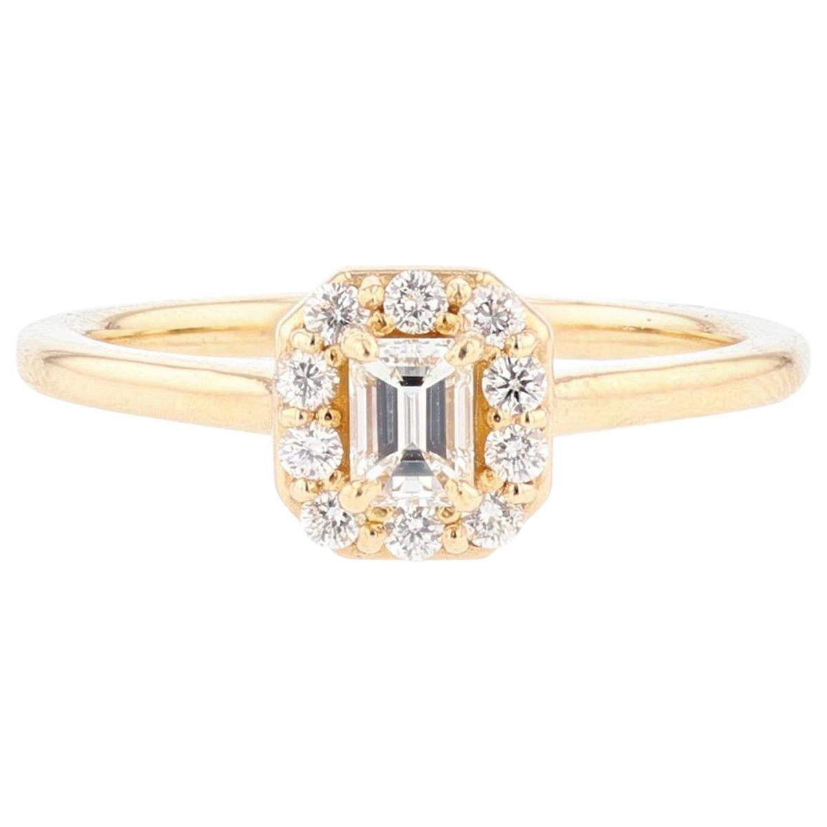 Emerald Cut Diamond 14 Karat Yellow Gold Engagement Ring