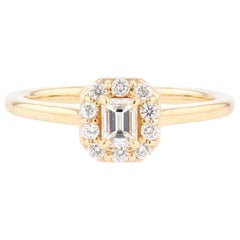 Emerald Cut Diamond 14 Karat Yellow Gold Engagement Ring