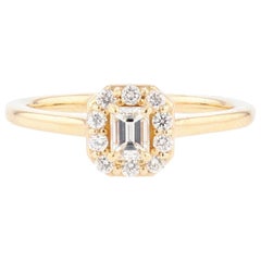 Emerald Cut Diamond 14 Karat Yellow Gold Engagement Ring