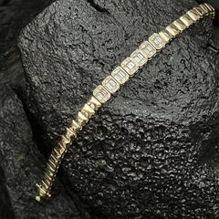 Emerald Cut Diamond 14K (or 18k upon request) Gold Bezel Tennis Bracelet