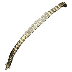 Emerald Cut Diamond 14K (or 18k upon request) Gold Bezel Tennis Bracelet