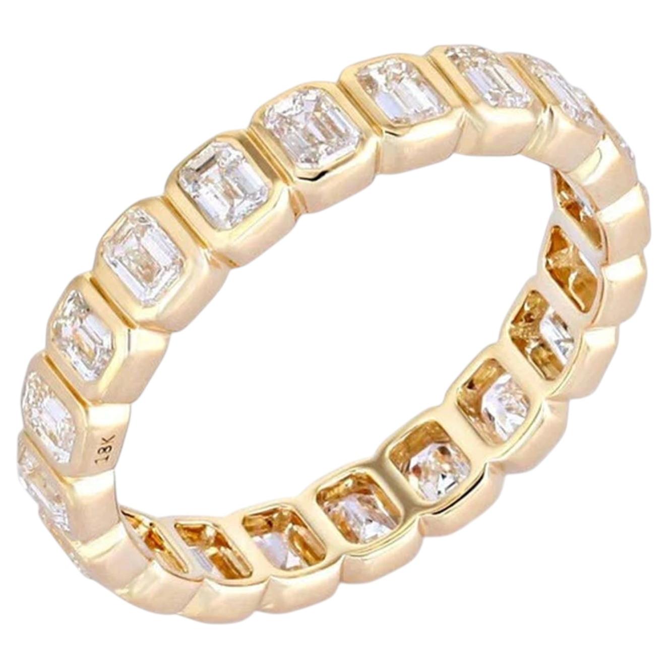 Bague d'éternité de 3/4 en or jaune 14 carats, sertie d'un diamant rond de 2,10 carats
