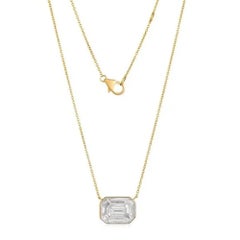 Emerald Cut Diamond 14K (or 18k upon request) Yellow Gold Pendant Necklace