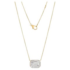 Emerald Cut Diamond 14K (or 18k upon request) Yellow Gold Pendant Necklace