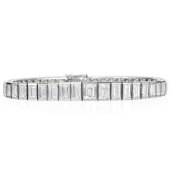 Emerald Cut Diamond 18.50 carat Platinum Line Bracelet