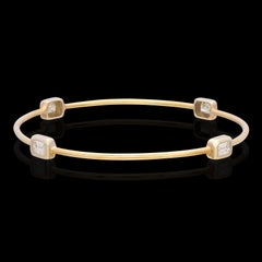 Emerald Cut Diamond 18k Gold Bangle Bracelet