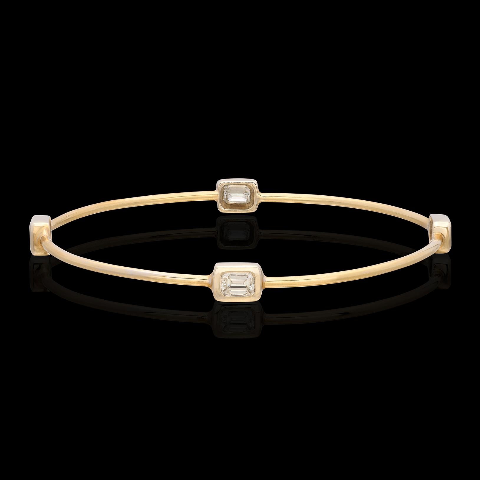 Bracelet en or 18k avec diamant taille émeraude en vente 1