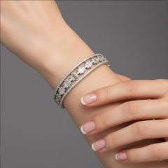 Emerald Cut Diamond 18K White Gold Bangle Bracelet