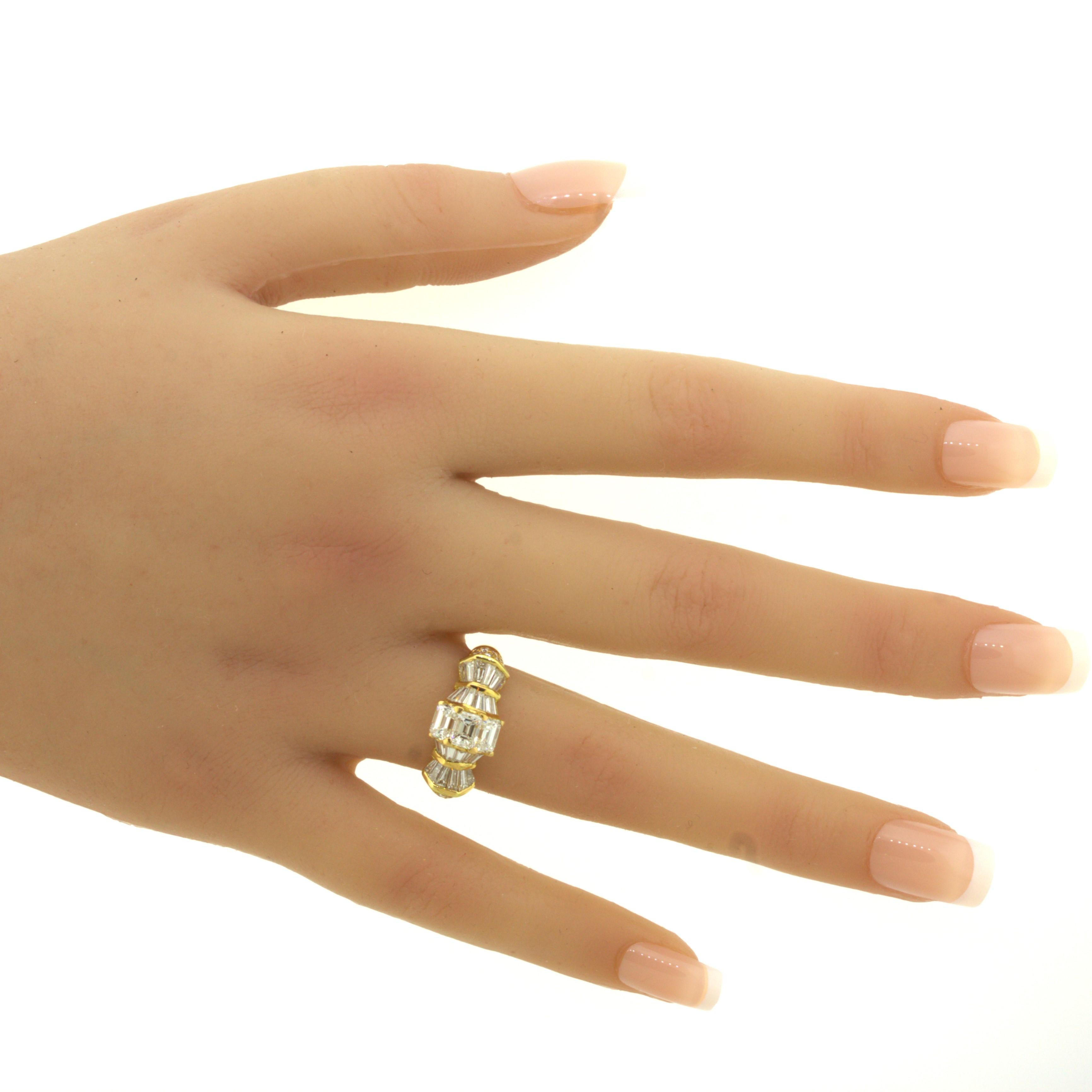 Emerald-Cut Diamond 18Karat Yellow Gold Band Ring For Sale 10