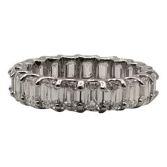 Emerald Cut Diamond 5.53cts. Eternity Ring Set in 14k White Gold