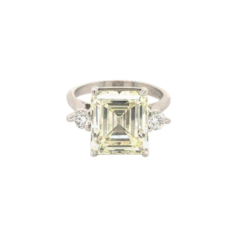 Emerald Cut Diamond 6.375ct Three Stone Ring