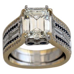Emerald Cut Diamond and Sapphire Ring, Ben Dannie Design