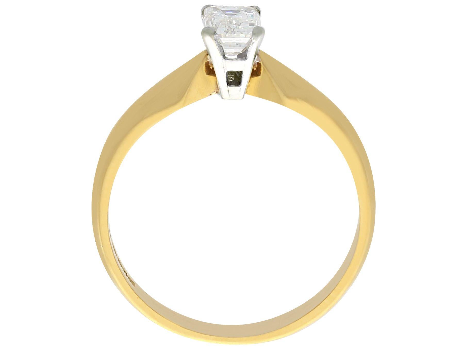 Emerald Cut Diamond and Yellow Gold Solitaire Ring 1